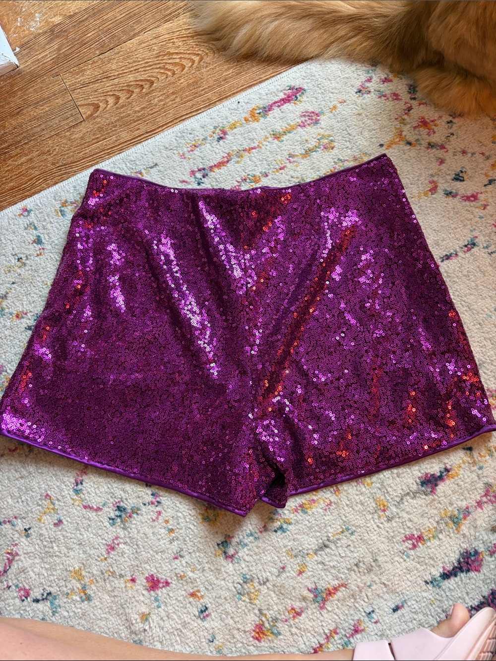 Allegra K Purple Sequin Party Skorts